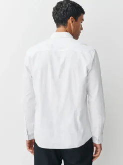 Formele Overhemden|Shirts*Next Wit - Slim Fit - Oxford-hemd met lange mouwen