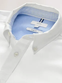 Formele Overhemden|Shirts*Next Wit - Slim Fit - Oxford-hemd met lange mouwen