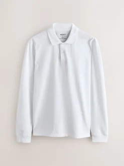 Poloshirts*Next - Slim Fit - Piqué polo met lange mouwen Wit
