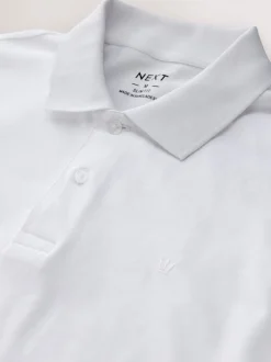 Poloshirts*Next - Slim Fit - Piqué polo met lange mouwen Wit