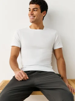 Ondergoed|Ondergoed|Next - Slim Fit - Set van 2 100% katoenen T-shirts met laagjes Wit