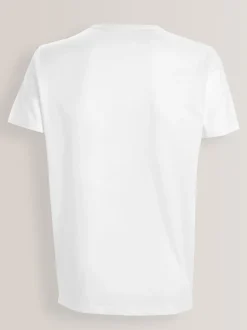 Ondergoed|Ondergoed|Next Wit - Slim Fit - Set van 5 100% katoenen T-shirts met laagjes