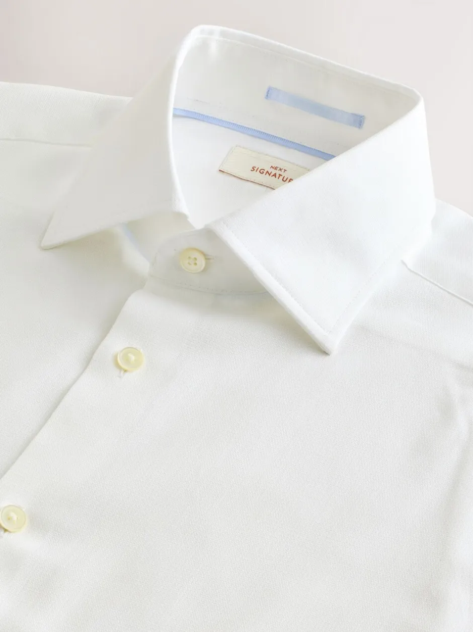 Shirts*Next - Slim Fit - Signature premium 100% katoenen overhemd met textuur Wit