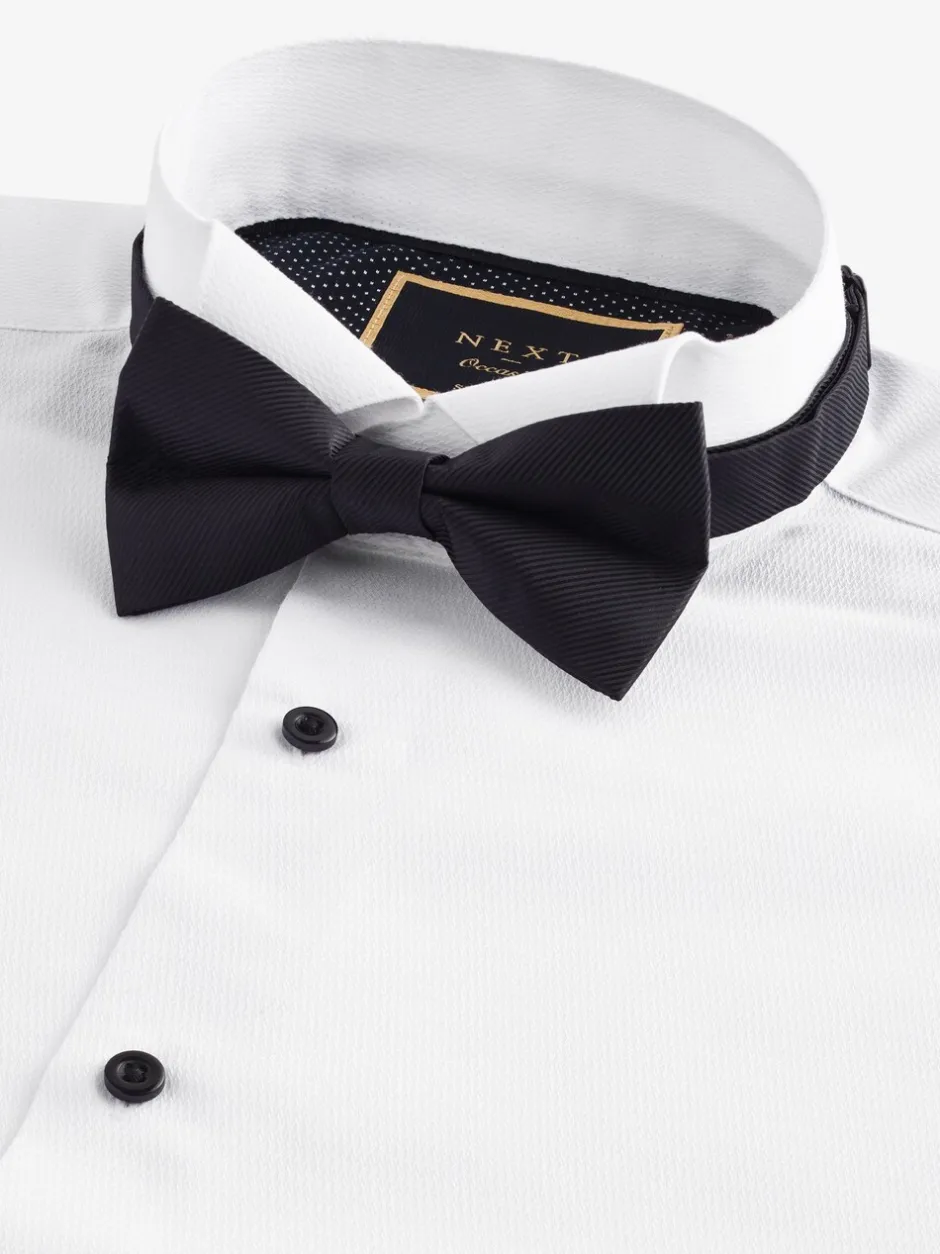 Formele Overhemden|Shirts|Next Wit - Slim Fit - Slim Fit Single Cuff Shirt With Wing Collar And Bow Tie Pack
