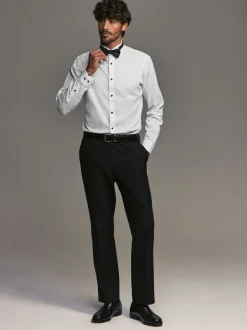 Formele Overhemden|Shirts|Next Wit - Slim Fit - Slim Fit Single Cuff Shirt With Wing Collar And Bow Tie Pack