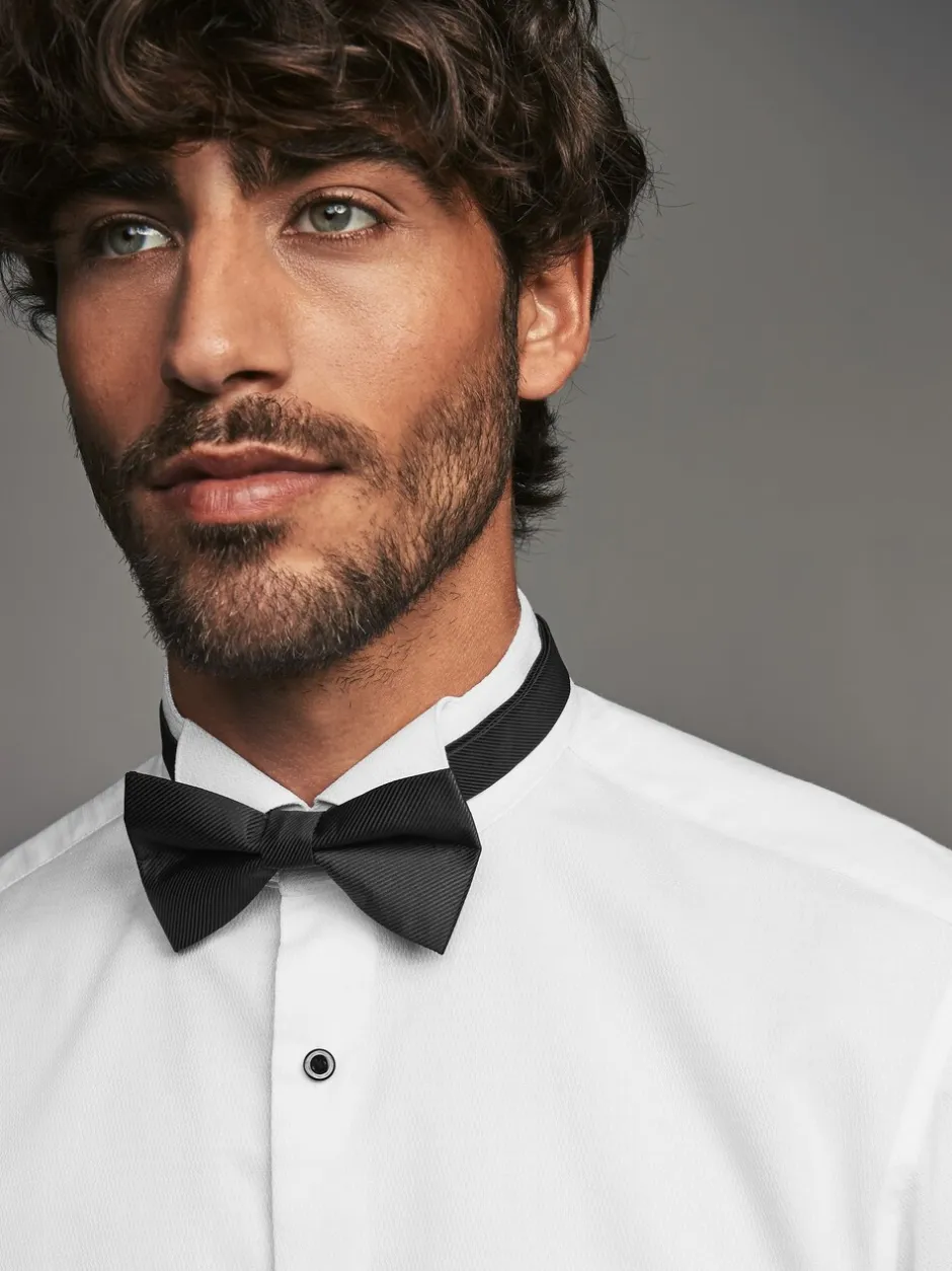 Formele Overhemden|Shirts|Next Wit - Slim Fit - Slim Fit Single Cuff Shirt With Wing Collar And Bow Tie Pack