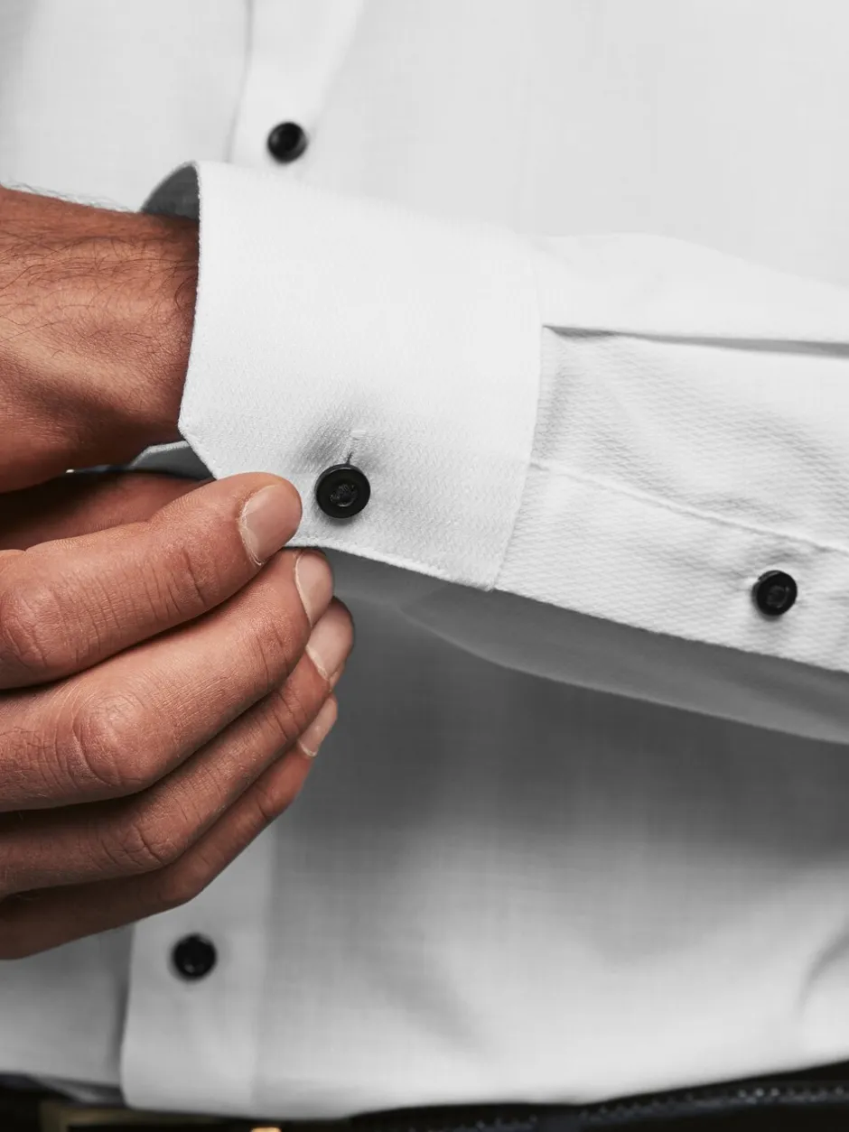 Formele Overhemden|Shirts|Next Wit - Slim Fit - Slim Fit Single Cuff Shirt With Wing Collar And Bow Tie Pack