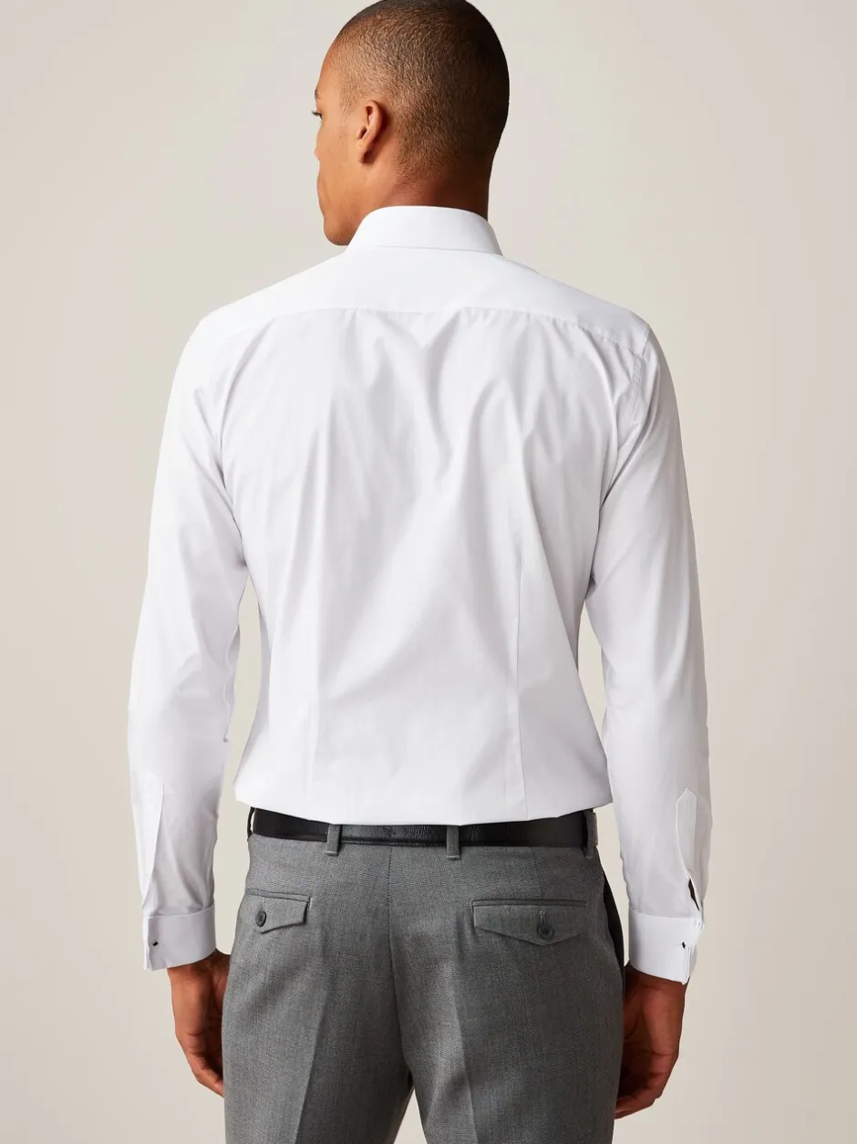 Formele Overhemden|Shirts|Next - Slim Fit - Strijkvrij net overhemd met dubbele manchet Wit