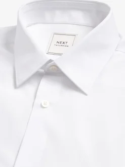 Formele Overhemden|Shirts|Next - Slim Fit - Strijkvrij net overhemd met dubbele manchet Wit