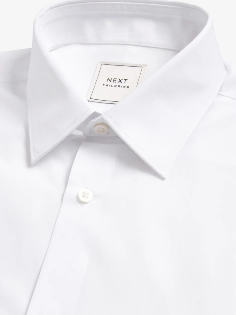Formele Overhemden|Shirts|Next - Slim Fit - Strijkvrij net overhemd met dubbele manchet Wit