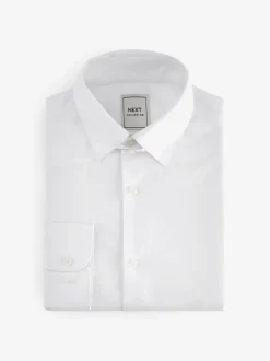 Formele Overhemden*Next Wit - Slim fit, eenvoudig te strijken, net Oxford-overhemd met kraaglusje en enkele manchetten