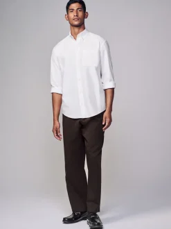Formele Overhemden|Shirts*Next Wit - Soft Touch Oxford Long Sleeve Shirt