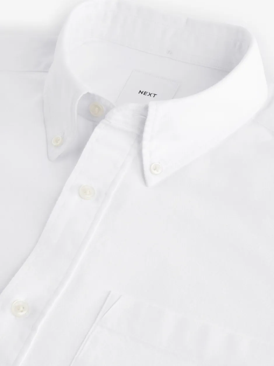 Formele Overhemden|Shirts*Next Wit - Soft Touch Oxford Long Sleeve Shirt