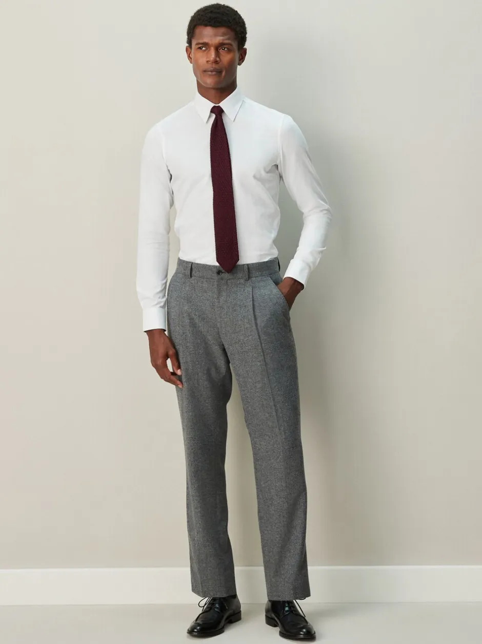 Shirts|Next Wit - Strakke Pasvorm - Textured Long Sleeve Formal Shirt with Trim