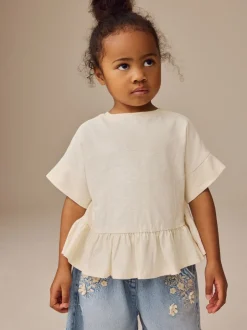 Tops|T-Shirts*Next Wit - T-shirt met peplum en korte mouwen (3mnd -7jr)