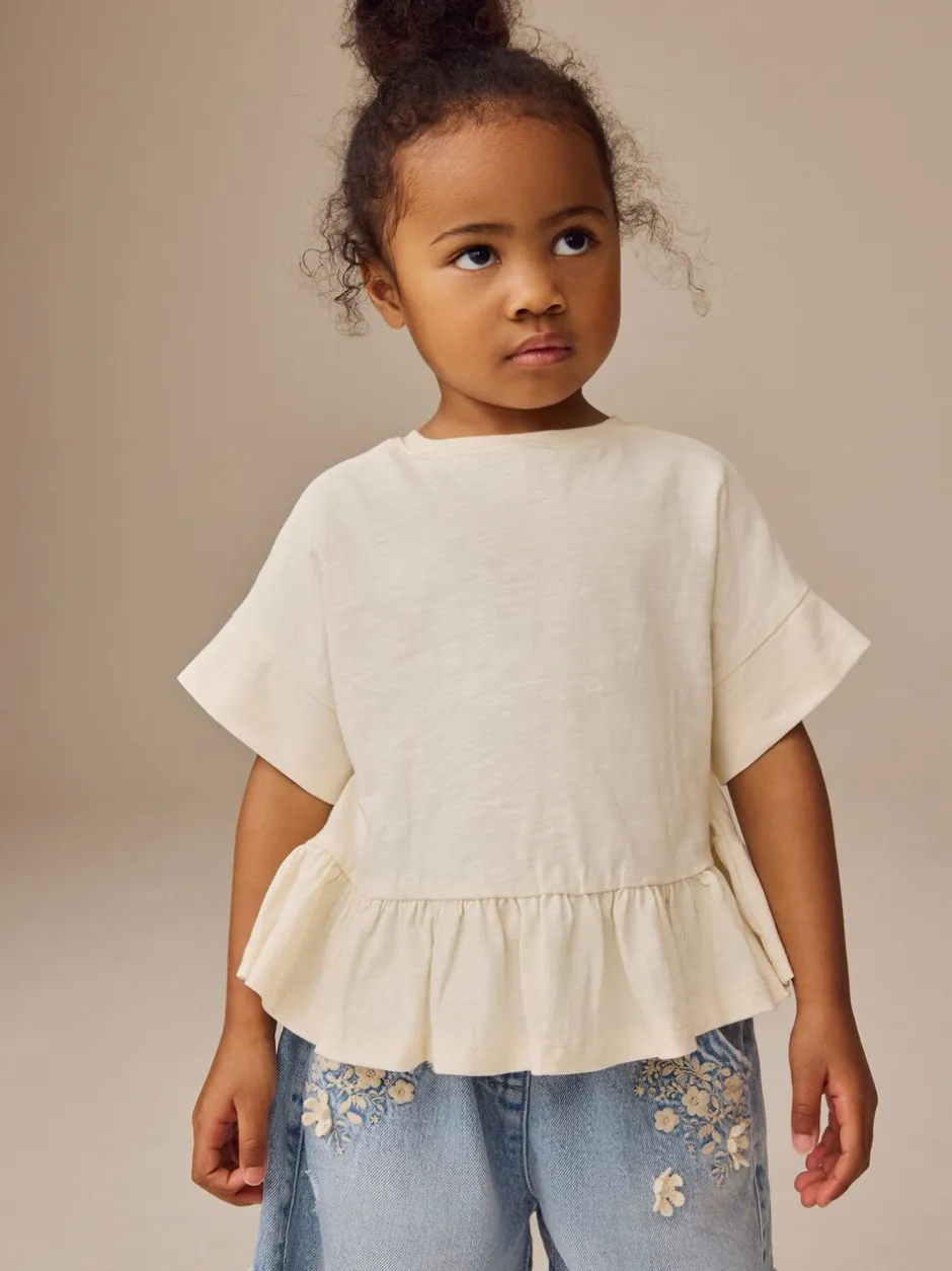 Tops|T-Shirts*Next Wit - T-shirt met peplum en korte mouwen (3mnd -7jr)