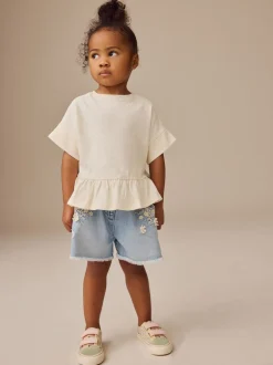 Tops|T-Shirts*Next Wit - T-shirt met peplum en korte mouwen (3mnd -7jr)