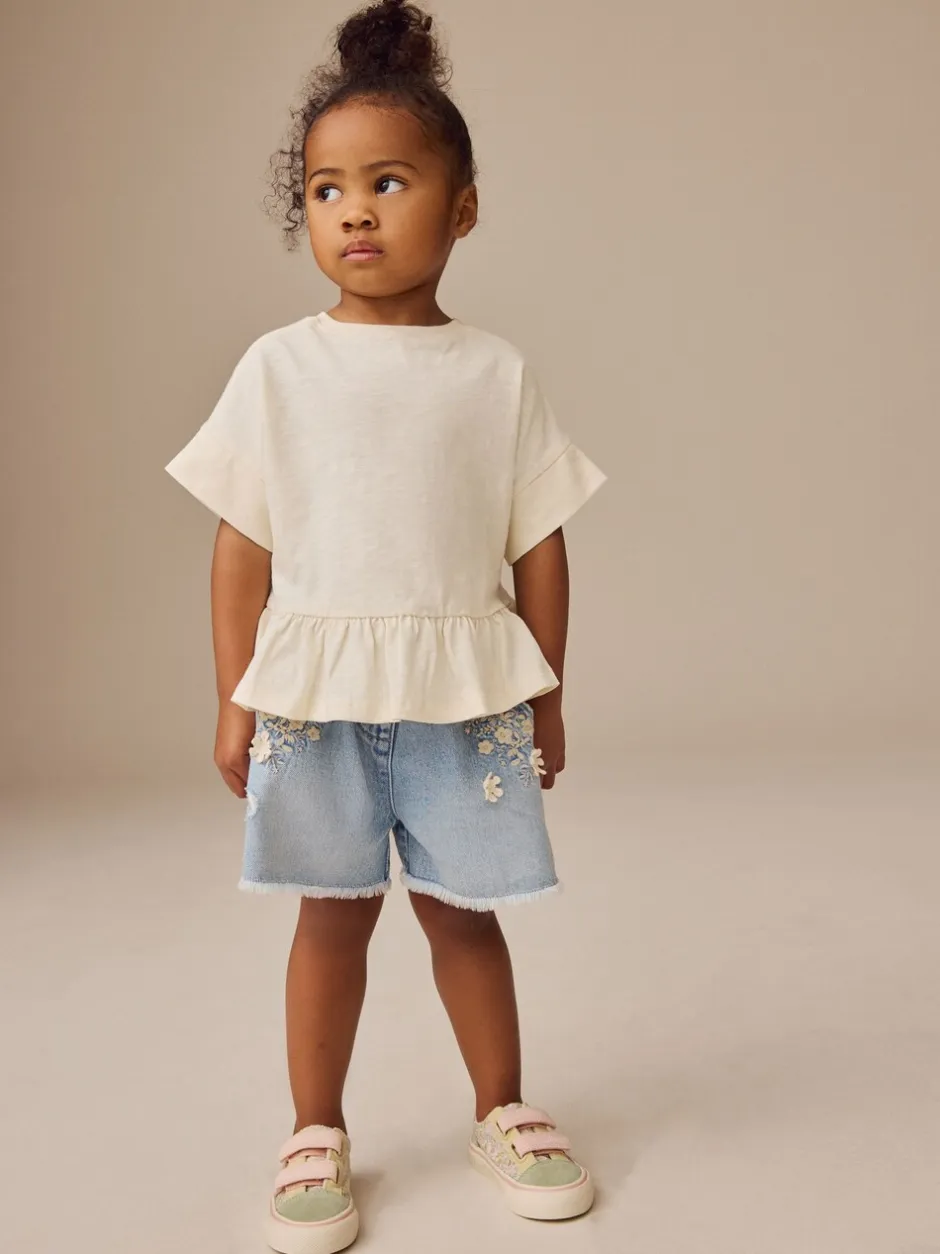 Tops|T-Shirts*Next Wit - T-shirt met peplum en korte mouwen (3mnd -7jr)