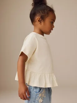 Tops|T-Shirts*Next Wit - T-shirt met peplum en korte mouwen (3mnd -7jr)
