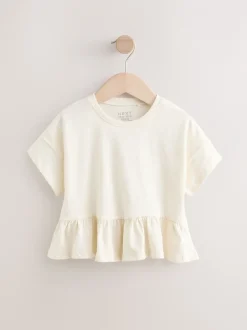 Tops|T-Shirts*Next Wit - T-shirt met peplum en korte mouwen (3mnd -7jr)