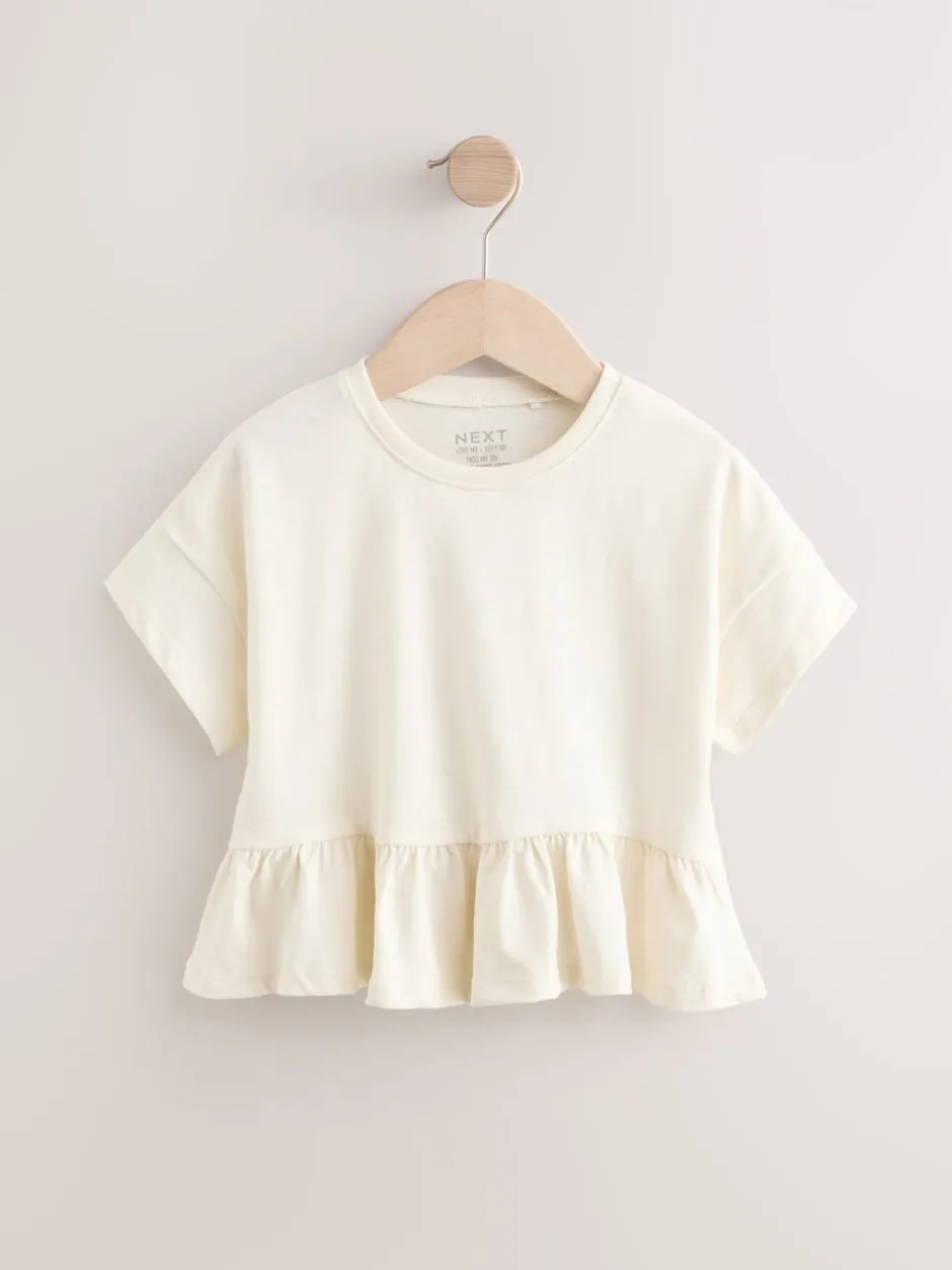 Tops|T-Shirts*Next Wit - T-shirt met peplum en korte mouwen (3mnd -7jr)