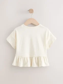 Tops|T-Shirts*Next Wit - T-shirt met peplum en korte mouwen (3mnd -7jr)