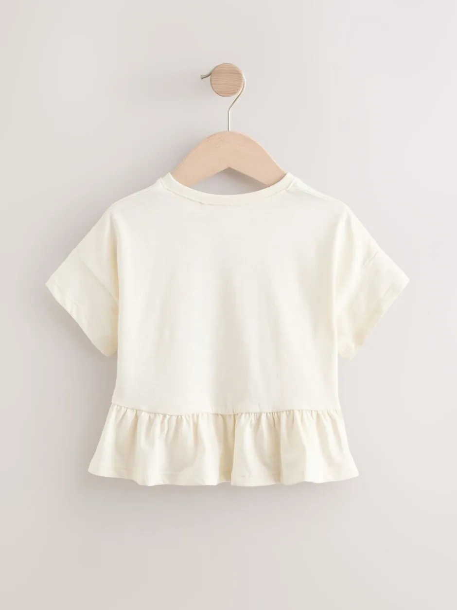 Tops|T-Shirts*Next Wit - T-shirt met peplum en korte mouwen (3mnd -7jr)