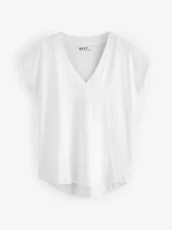 Tops En T-Shirts*Next Wit - T-shirt met V-hals en kapmouwtjes