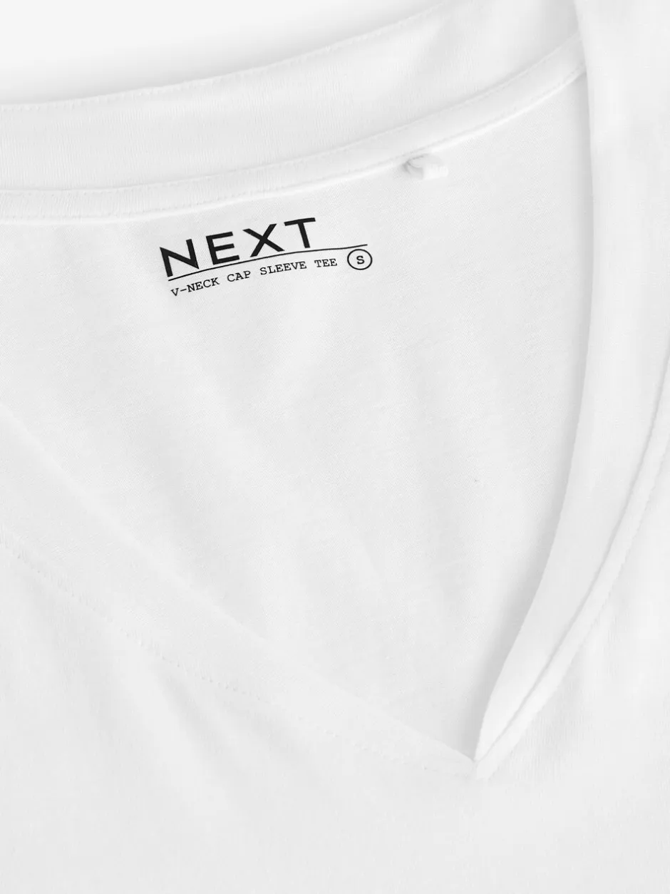 Tops En T-Shirts*Next Wit - T-shirt met V-hals en kapmouwtjes