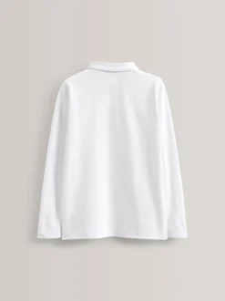 Schoolkleding*Next Wit - Verpakking van 5 100% katoenen schoolpoloshirts met lange mouwen (3-16 jr)