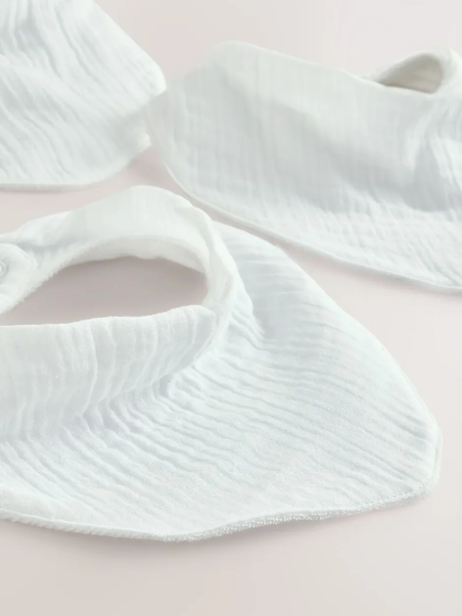 Slabbetjes|Next - Verpakking van 3 babyslabbetjes van mousseline Wit