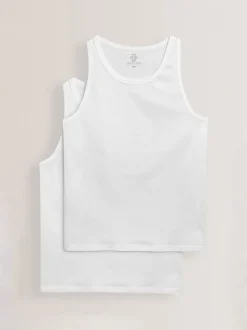 Loungewear|Ondergoed|Next - Verpakking van 2 hemdjes met laagjes van 100% puur katoen Wit