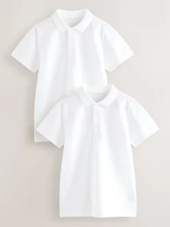 Schoolkleding*Next Wit - Verpakking van 2 katoenen schoolpoloshirts met korte mouwen (3-16jr)