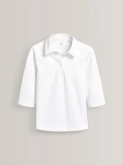Schoolkleding|Next - Verpakking van 2 katoenen jersey schoolblouses met stretch en 3/4-mouwen (3-16 jr) Wit
