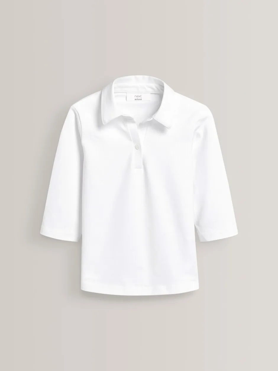 Schoolkleding|Next - Verpakking van 2 katoenen jersey schoolblouses met stretch en 3/4-mouwen (3-16 jr) Wit