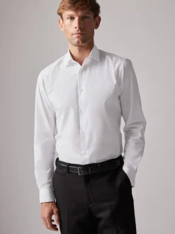 Formele Overhemden|Shirts*Next Wit - Verpakking van 4 onderhoudsvriendelijke slim fit smart overhemden met enkele manchetten