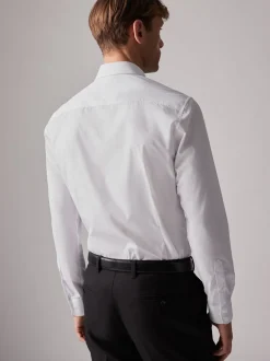 Formele Overhemden|Shirts*Next Wit - Verpakking van 4 onderhoudsvriendelijke slim fit smart overhemden met enkele manchetten