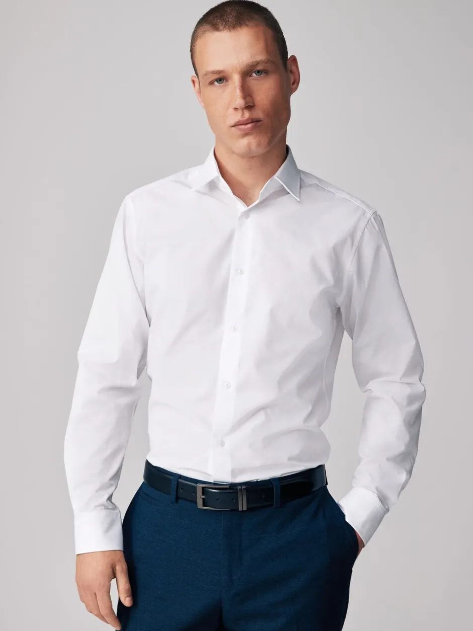 Formele Overhemden|Next Wit - Verpakking van 5 onderhoudsvriendelijke slim fit smart overhemden met enkele manchetten