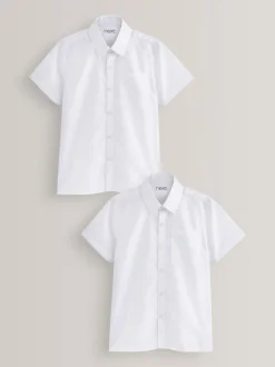 Shirts|Schoolkleding*Next - Verpakking van 2 schooloverhemden met korte mouwen (3-17jr) Wit