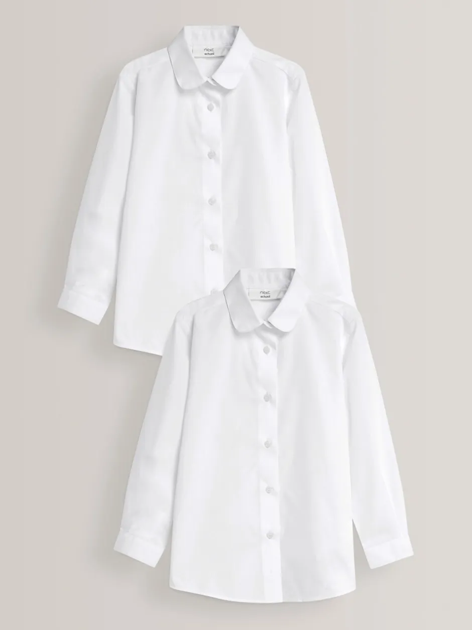 Schoolkleding|Overhemden En Blouses*Next Wit - Verpakking van 2 schooloverhemden met ronde kraag en lange mouwen (3-16 jr)