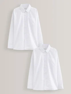 Shirts*Next Wit - Verpakking van 2 schooloverhemden met eenvoudige sluiting en lange mouwen (3-16 jr)