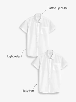 Shirts|Next Wit - Verpakking van 2 schooloverhemden met korte mouwen (3-17jr)