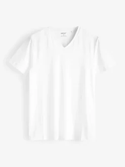 Ondergoed|Ondergoed|Next Wit - Verpakking van 2 slim-fit 100% katoenen T-shirts met V-hals en laagjes