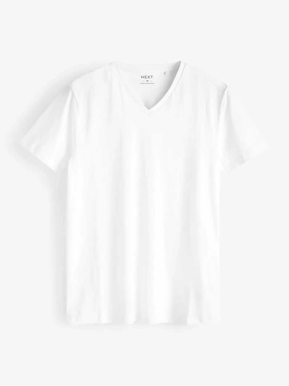 Ondergoed|Ondergoed|Next Wit - Verpakking van 2 slim-fit 100% katoenen T-shirts met V-hals en laagjes
