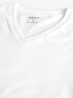 Ondergoed|Ondergoed|Next Wit - Verpakking van 2 slim-fit 100% katoenen T-shirts met V-hals en laagjes