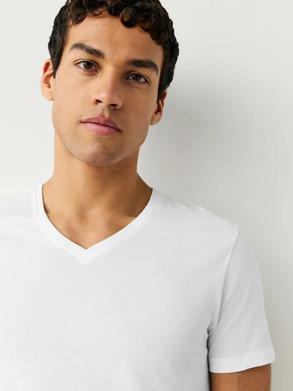 Ondergoed|Ondergoed|Next Wit - Verpakking van 10 slim-fit 100% katoenen T-shirts met V-hals en laagjes