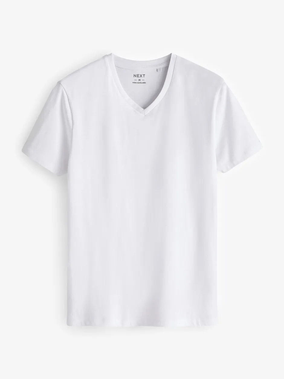 Ondergoed|Ondergoed|Next Wit - Verpakking van 10 slim-fit 100% katoenen T-shirts met V-hals en laagjes