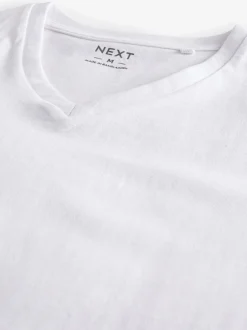 Ondergoed|Ondergoed|Next Wit - Verpakking van 10 slim-fit 100% katoenen T-shirts met V-hals en laagjes