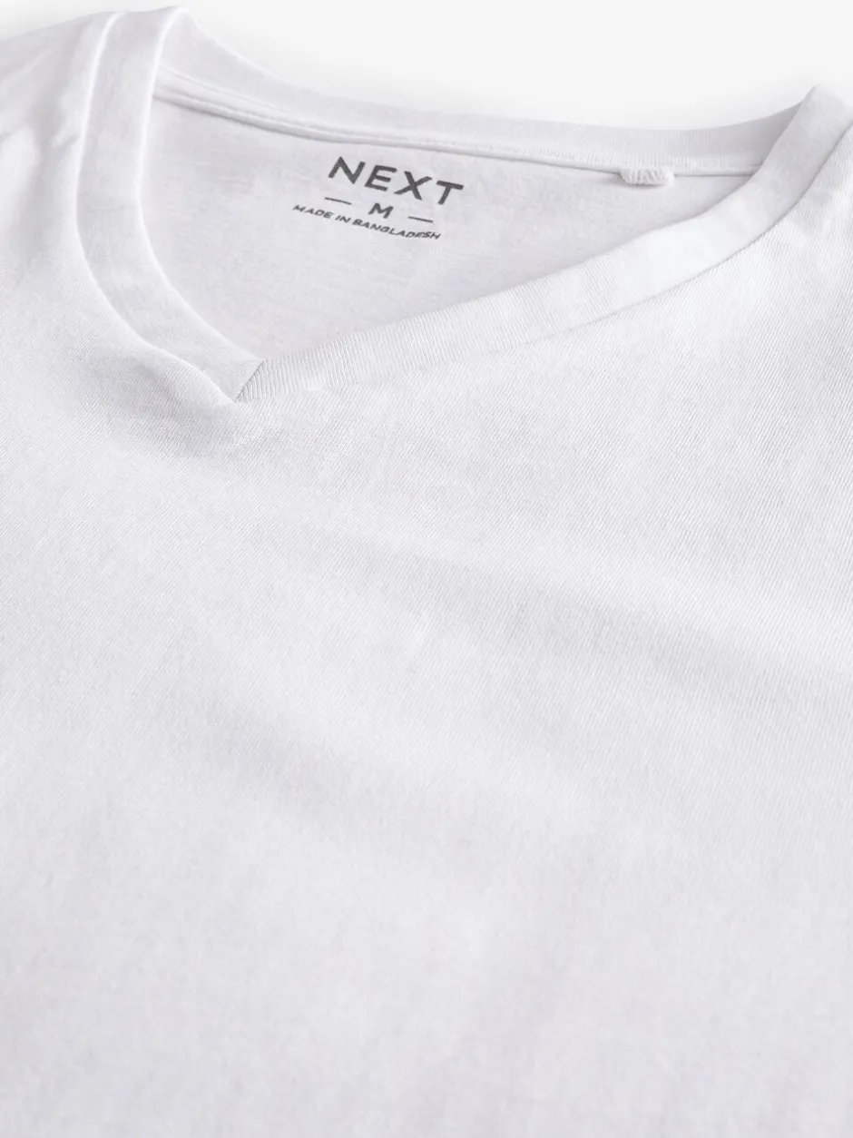 Ondergoed|Ondergoed|Next Wit - Verpakking van 10 slim-fit 100% katoenen T-shirts met V-hals en laagjes