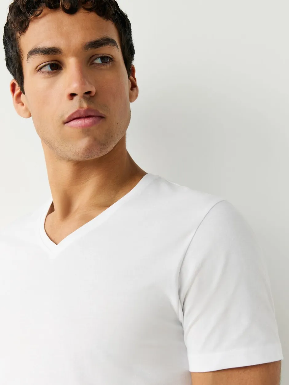 Ondergoed|Ondergoed*Next - Verpakking van 5 slim-fit 100% katoenen T-shirts met V-hals en laagjes Wit
